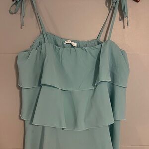 Women's Aqua Ruffle Top